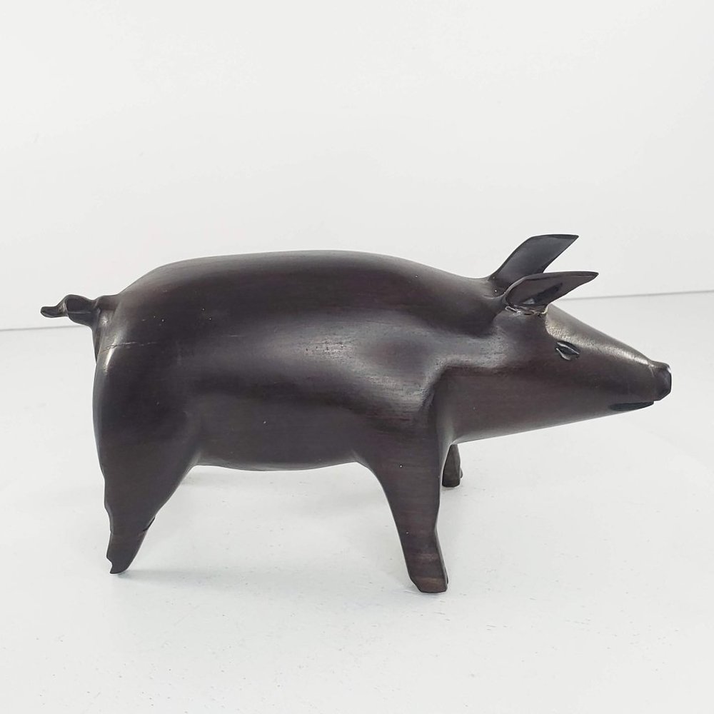 Ironwood Wood Carved Pig Boar Figurine *Repaired*